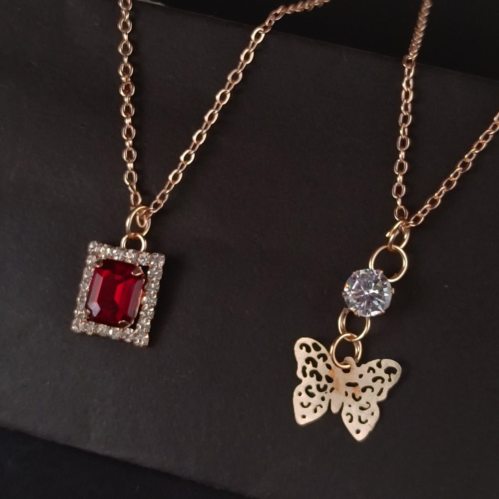 JewelMaze AD Diamond Rose Gold Jewellery Combo - 1005189