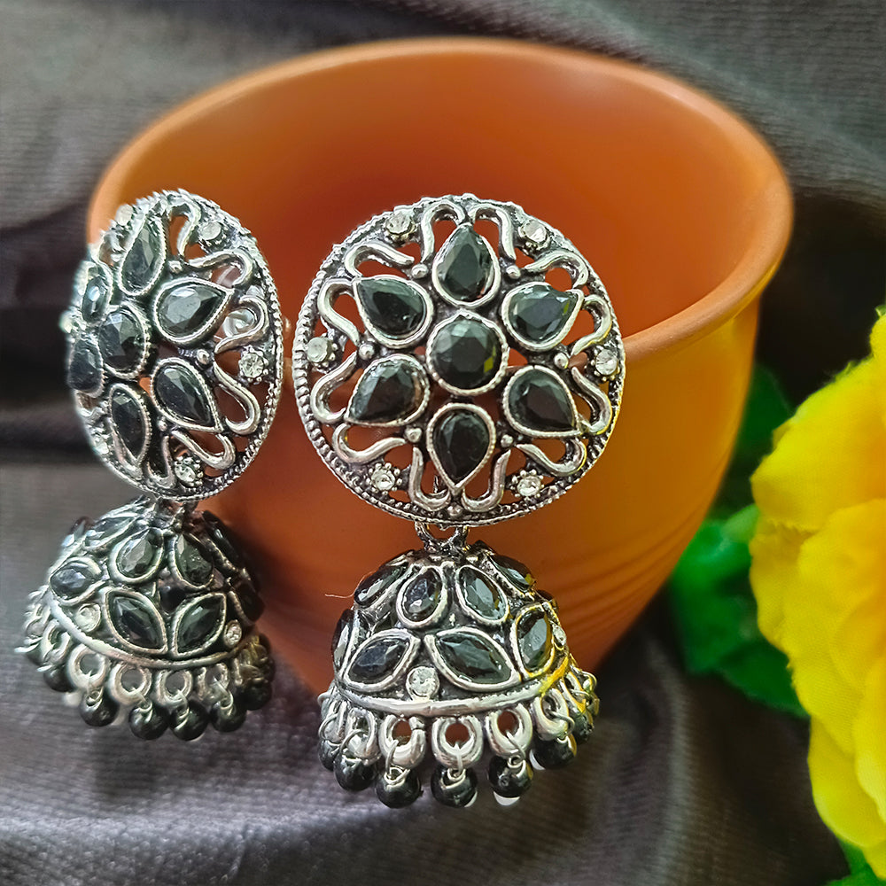 JewelMaze Oxidised Plated Jhumkis Earrings