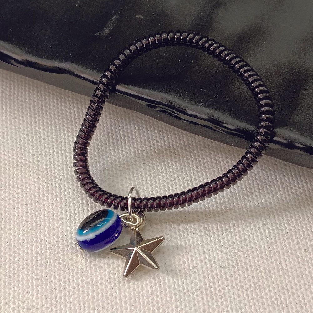 JewelMaze Pack Of 5 Evil Eye Beads Bracelet Combo ( Assorted Charms )