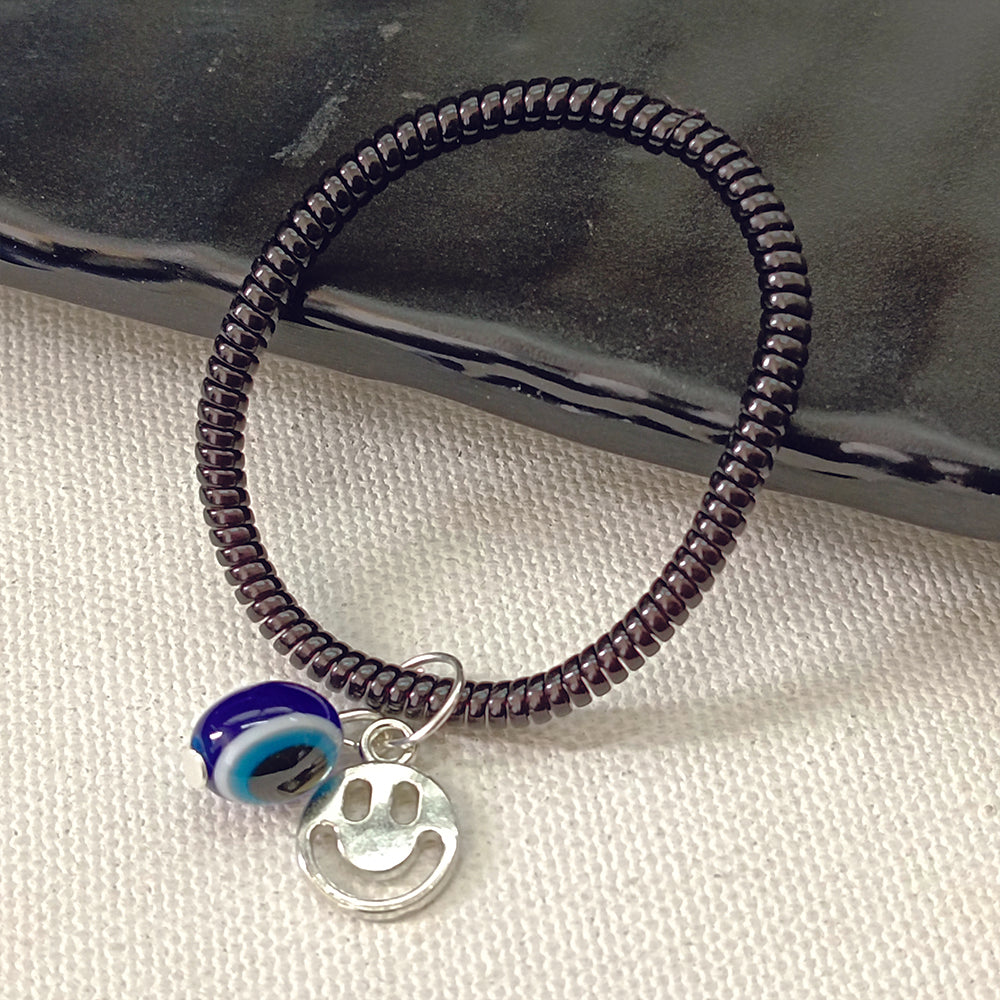 JewelMaze Pack Of 5 Evil Eye Beads Bracelet Combo ( Assorted Charms )