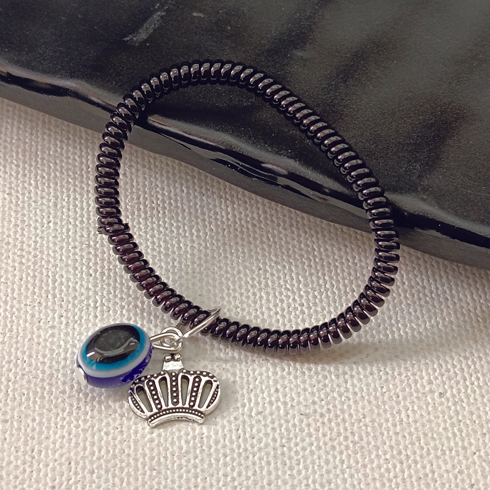 JewelMaze Pack Of 5 Evil Eye Beads Bracelet Combo ( Assorted Charms )