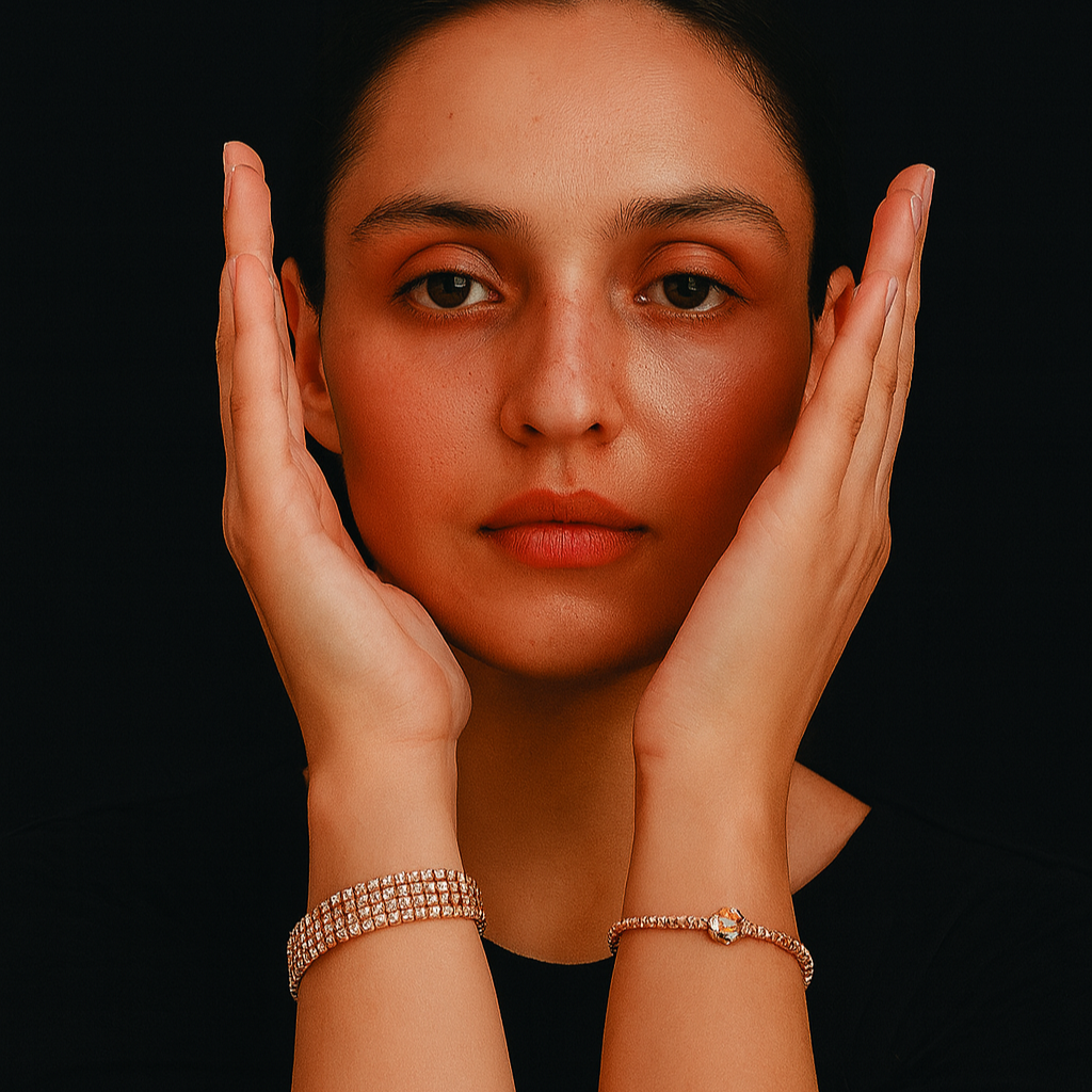 JewelMaze Rose Gold Plated Crystal Bracelet Combo - 1404926