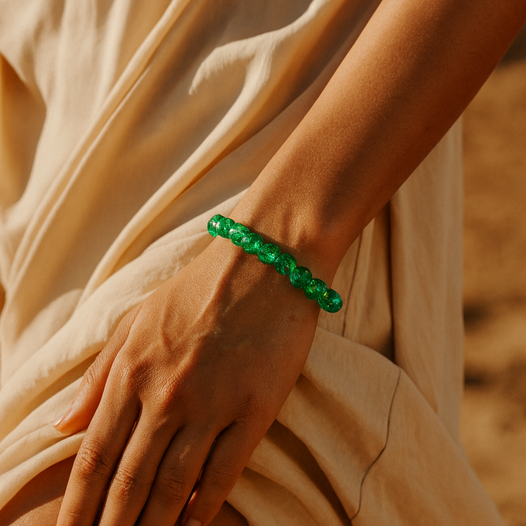 JewelMaze Crystal Crackle Glass Beads Stretch Bracelet - 1404745