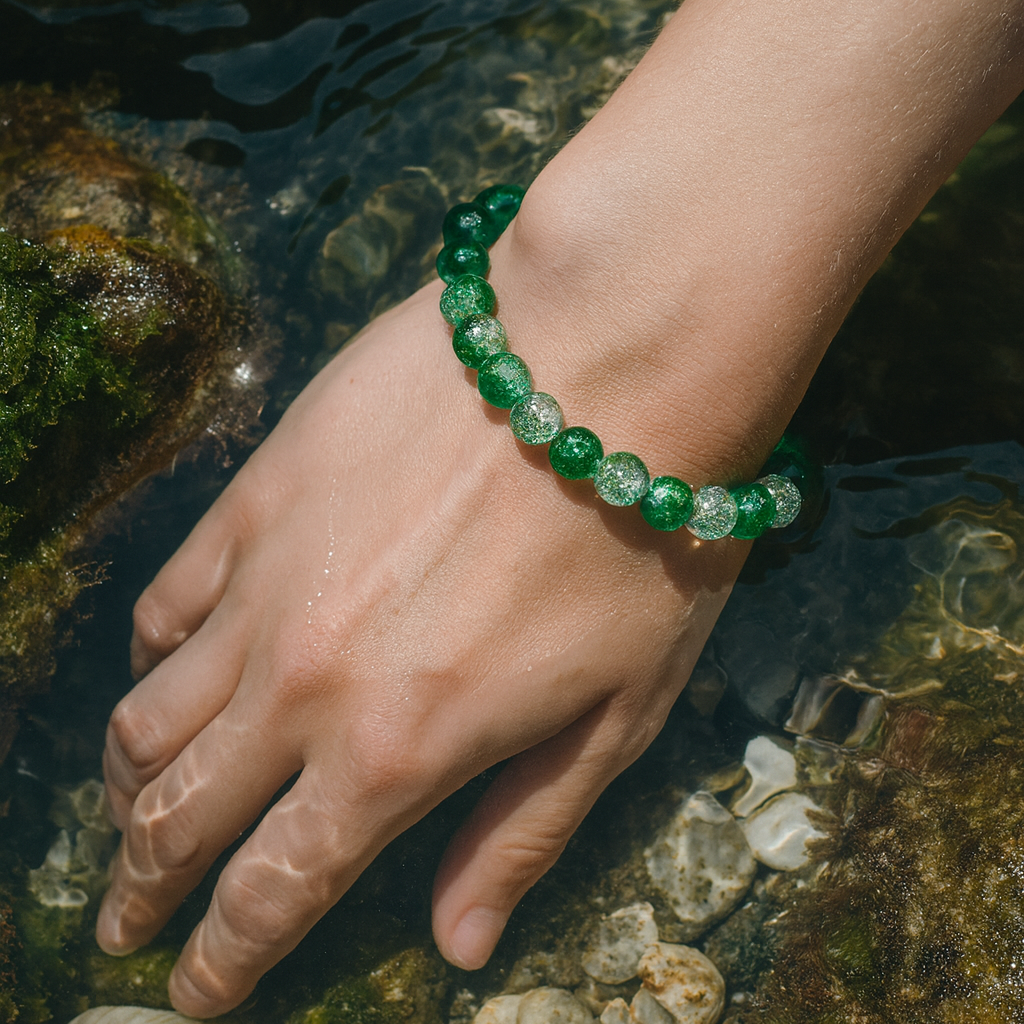 JewelMaze Crystal Crackle Glass Beads Stretch Bracelet - 1404747