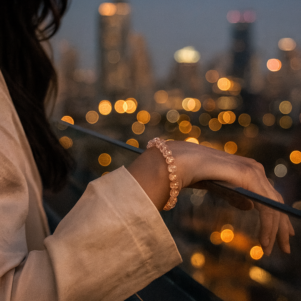 JewelMaze Crystal Crackle Glass Beads Stretch Bracelet - 1404751