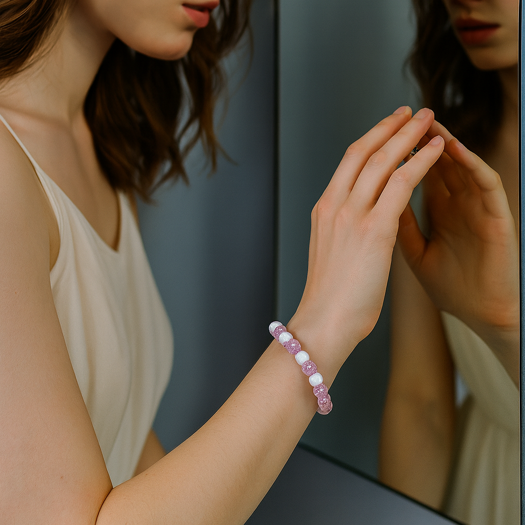 JewelMaze Crystal Crackle Glass Beads Stretch Bracelet - 1404753