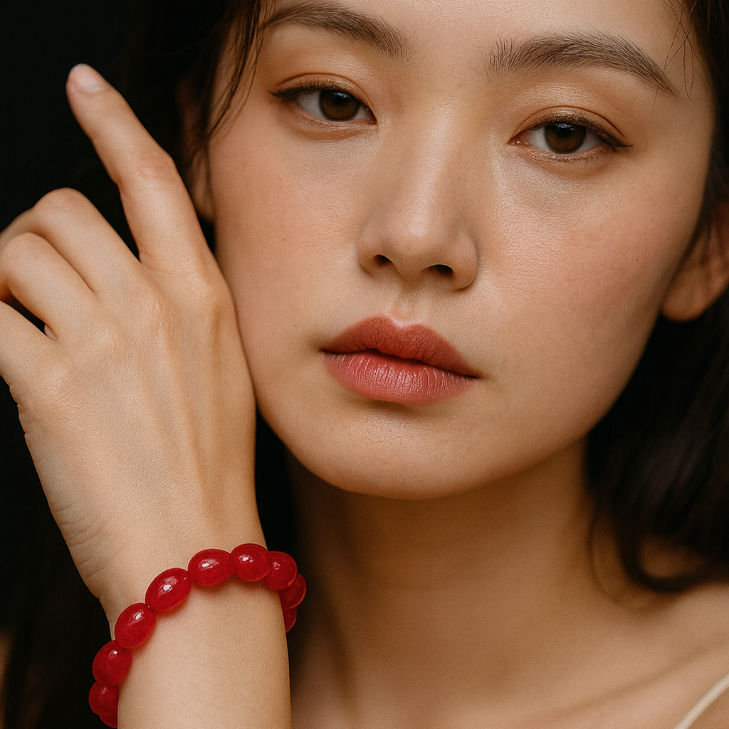 JewelMaze Red Glass Beads Bracelet