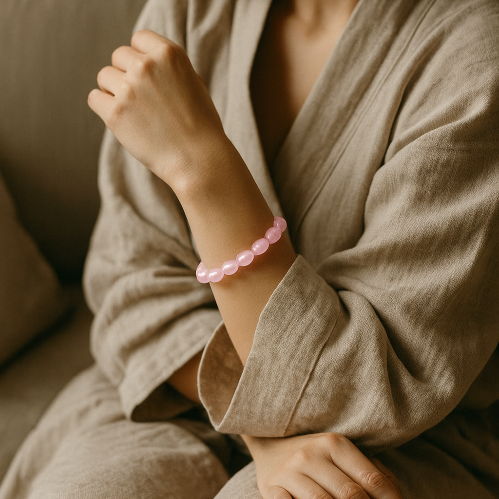 JewelMaze Pink Glass Beads Bracelet