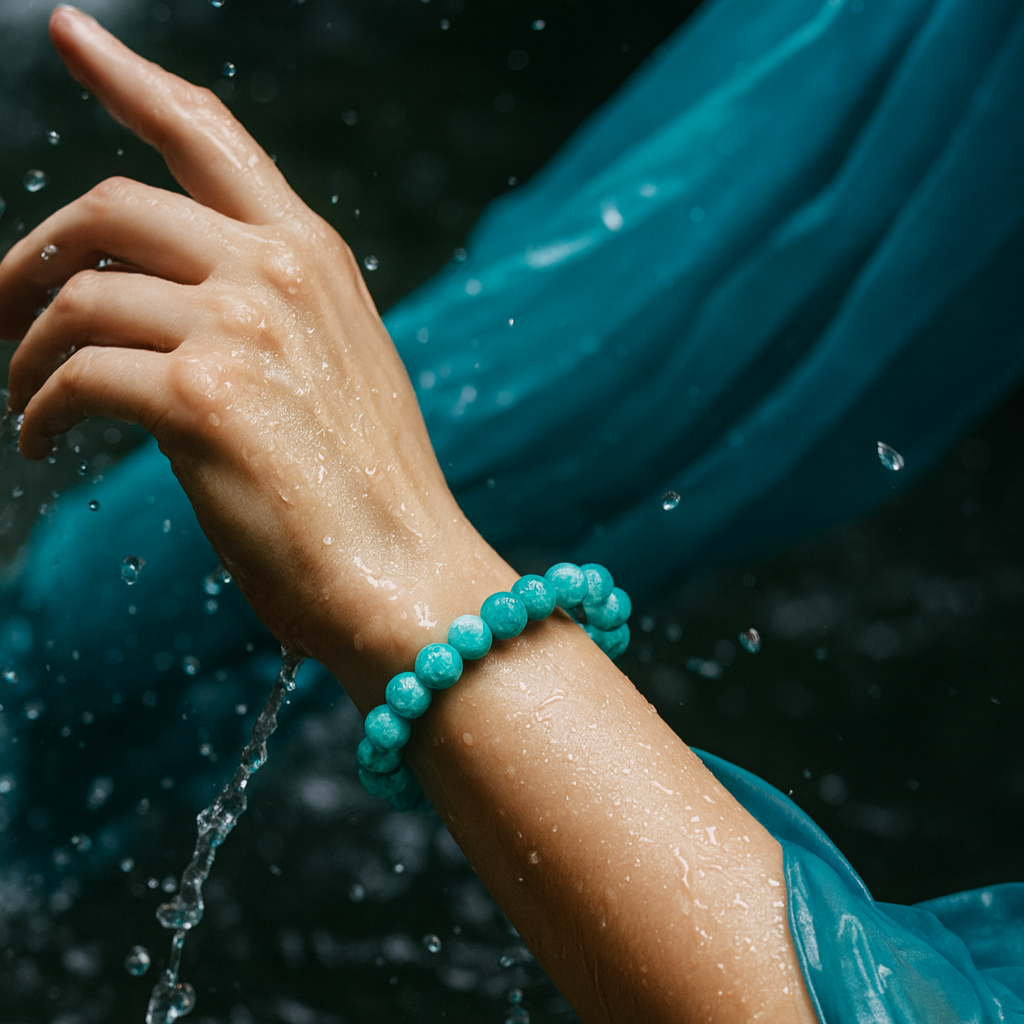 JewelMaze Blue Glass Beads Bracelet - 1405117