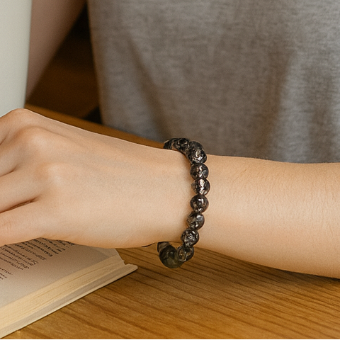 JewelMaze Crystal Crackle Glass Beads Stretch Bracelet - 1404754