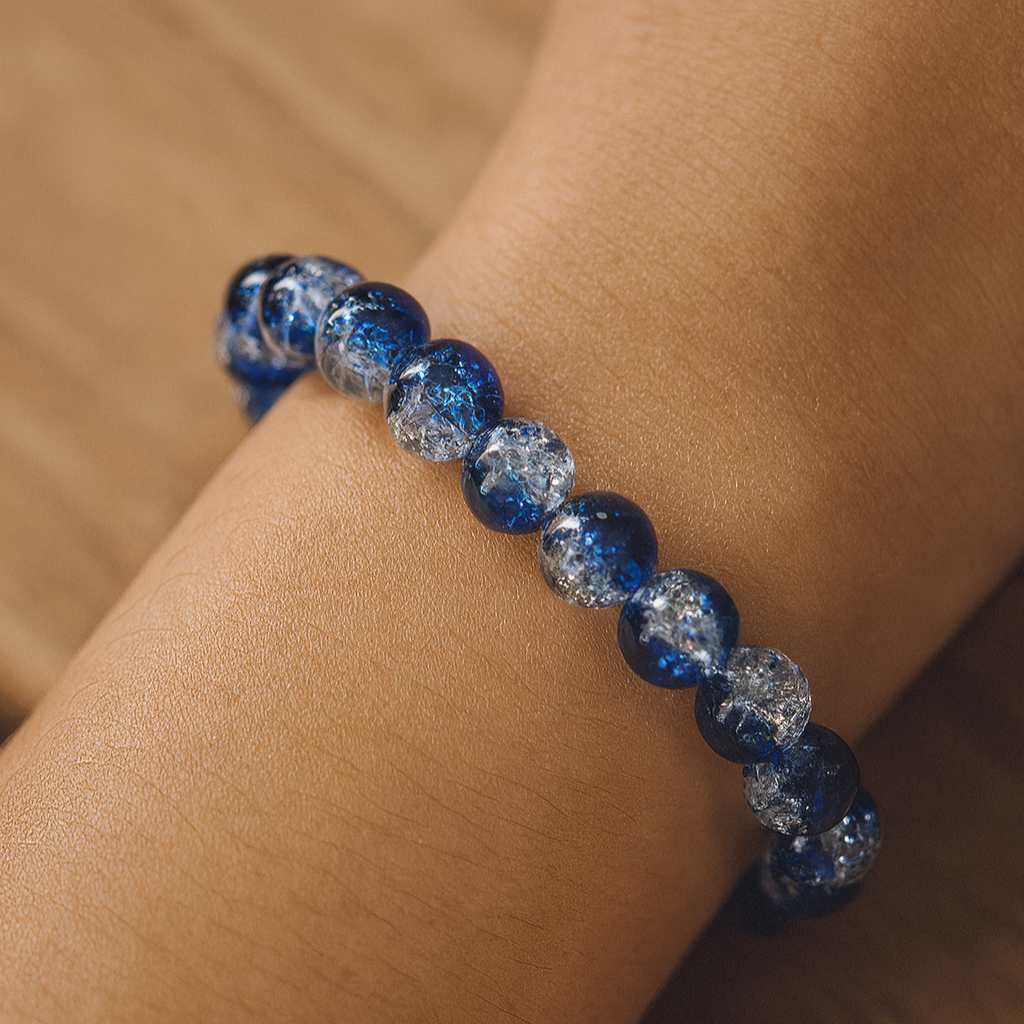 JewelMaze Crystal Crackle Glass Beads Stretch Bracelet - 1404740