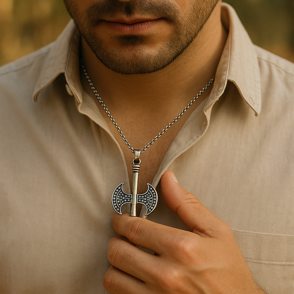 JewelMaze Stylish Battle Axe Pendant Chain for Men