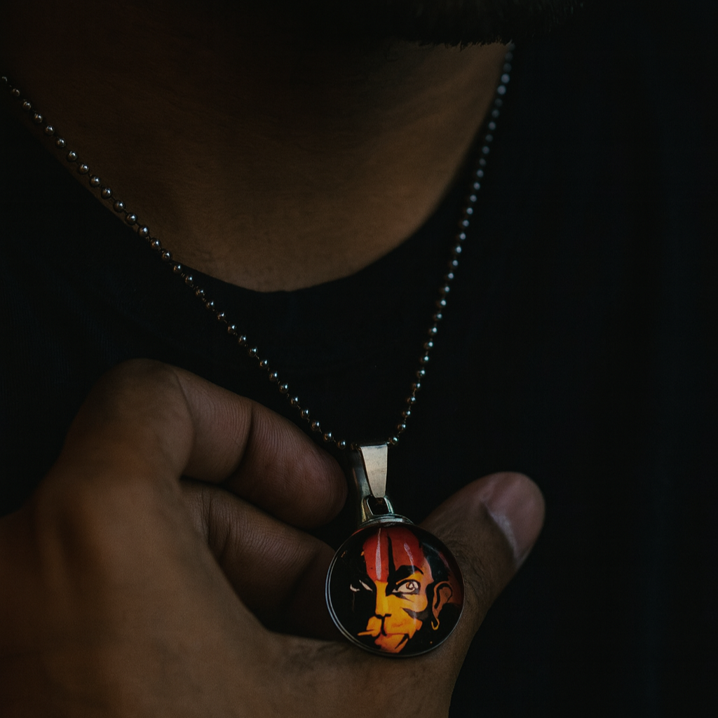 JewelMaze Silver Plated Hanuman Chain Pendant - 1404602