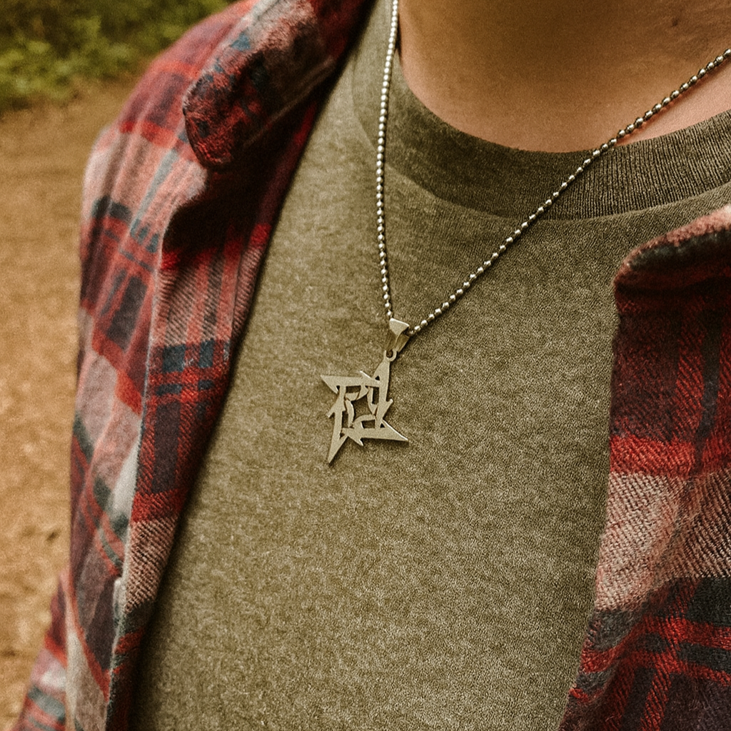 JewelMaze Ninja Star Chain Pendant For Men