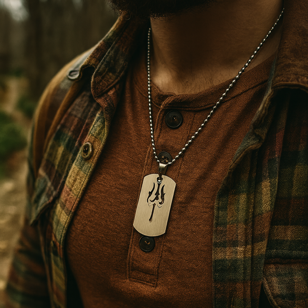 JewelMaze Trishul  Chain Pendant For Men