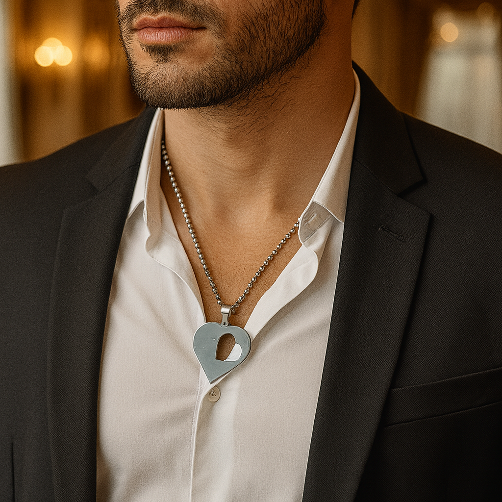 JewelMaze Heart Shaped Chain Pendant For Men And Women