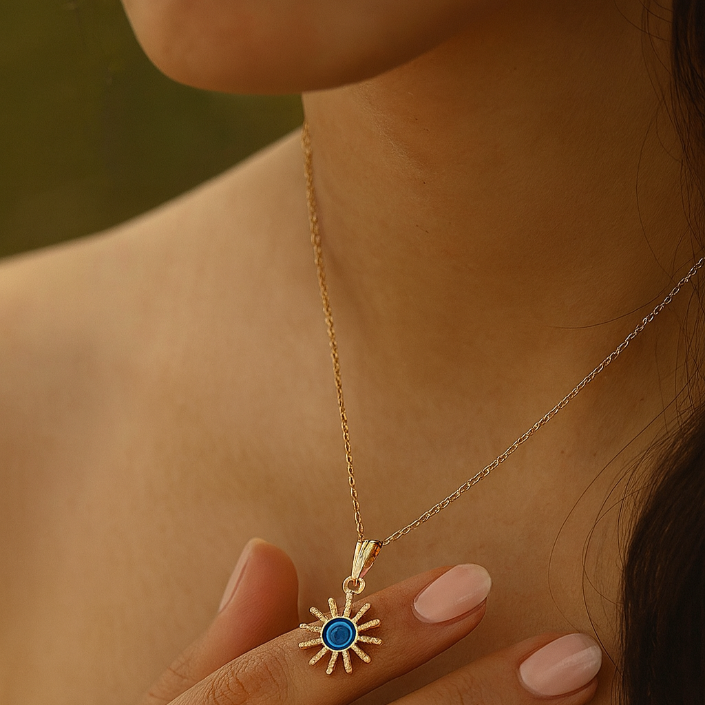 JewelMaze Star Shaped Evil Eye Chain Pendant - 1405011