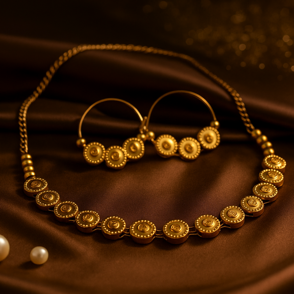 Kriaa Brown Gold Plated Austrian Stone Necklace Set