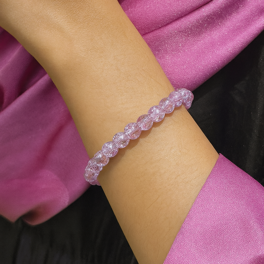 JewelMaze Crystal Crackle Glass Beads Stretch Bracelet - 1404738