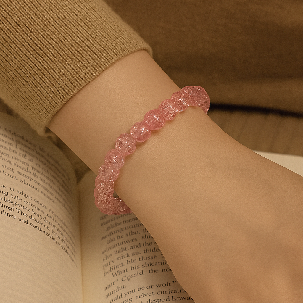 JewelMaze Crystal Crackle Glass Beads Stretch Bracelet - 1404741