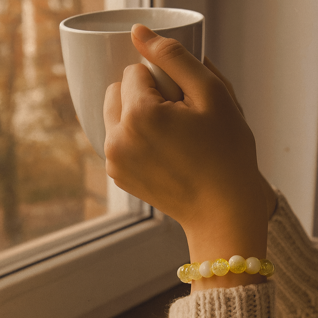 JewelMaze Crystal Crackle Glass Beads Stretch Bracelet - 1404744