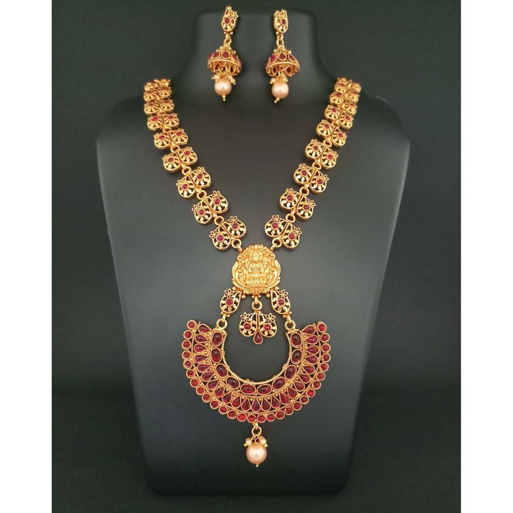 JewelMaze Pota Stone God Laxmi Copper Necklace Set