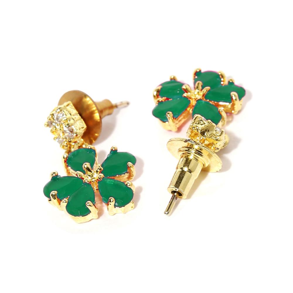 JewelMaze Green AD Stone Gold Plated Necklace Set