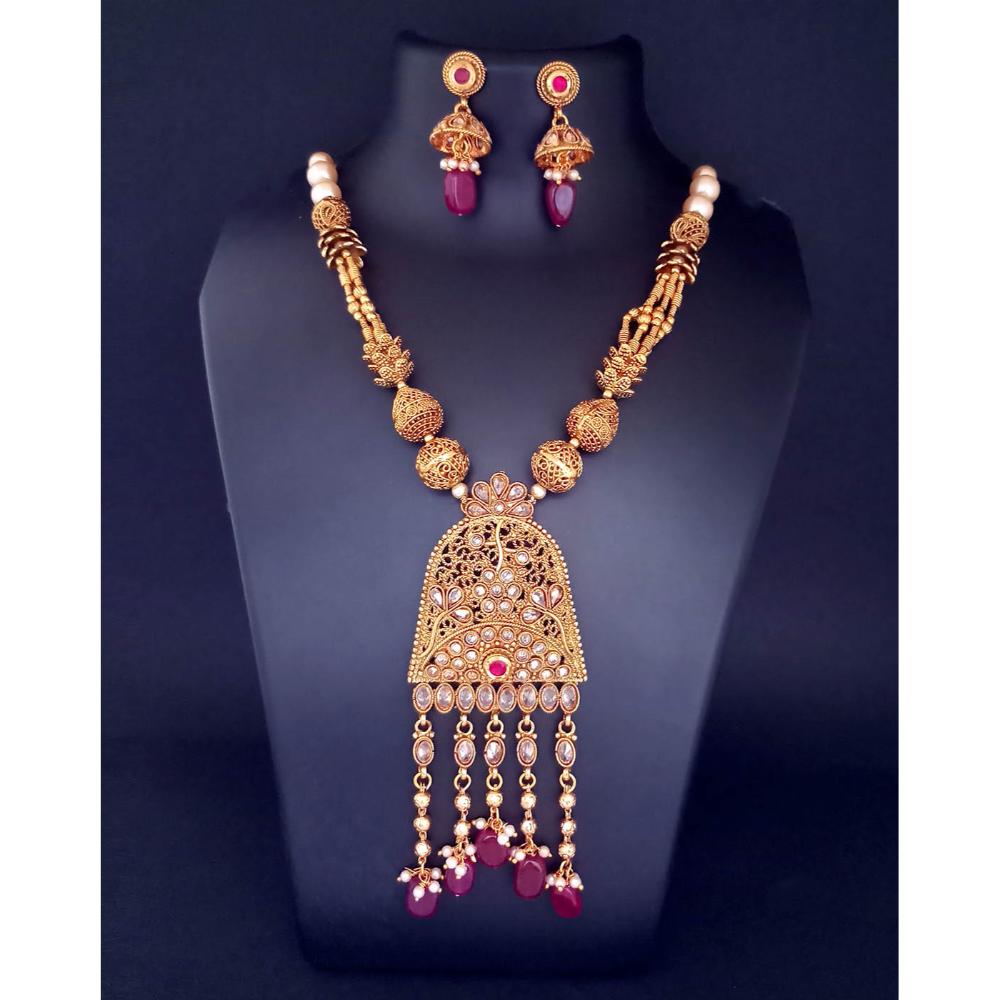 JewelMaze AD Stone Copper Choker Necklace Set