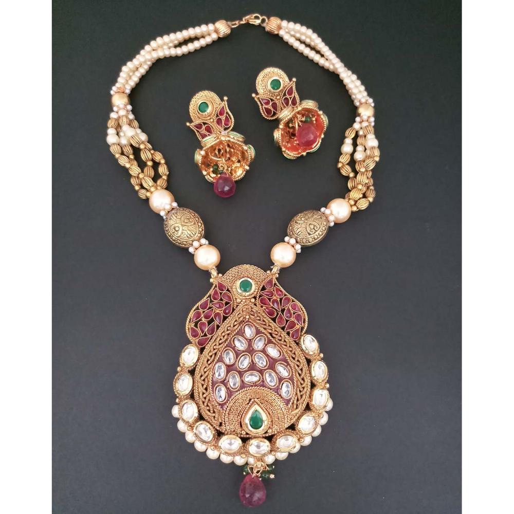 JewelMaze AD Stone Copper Necklace Set