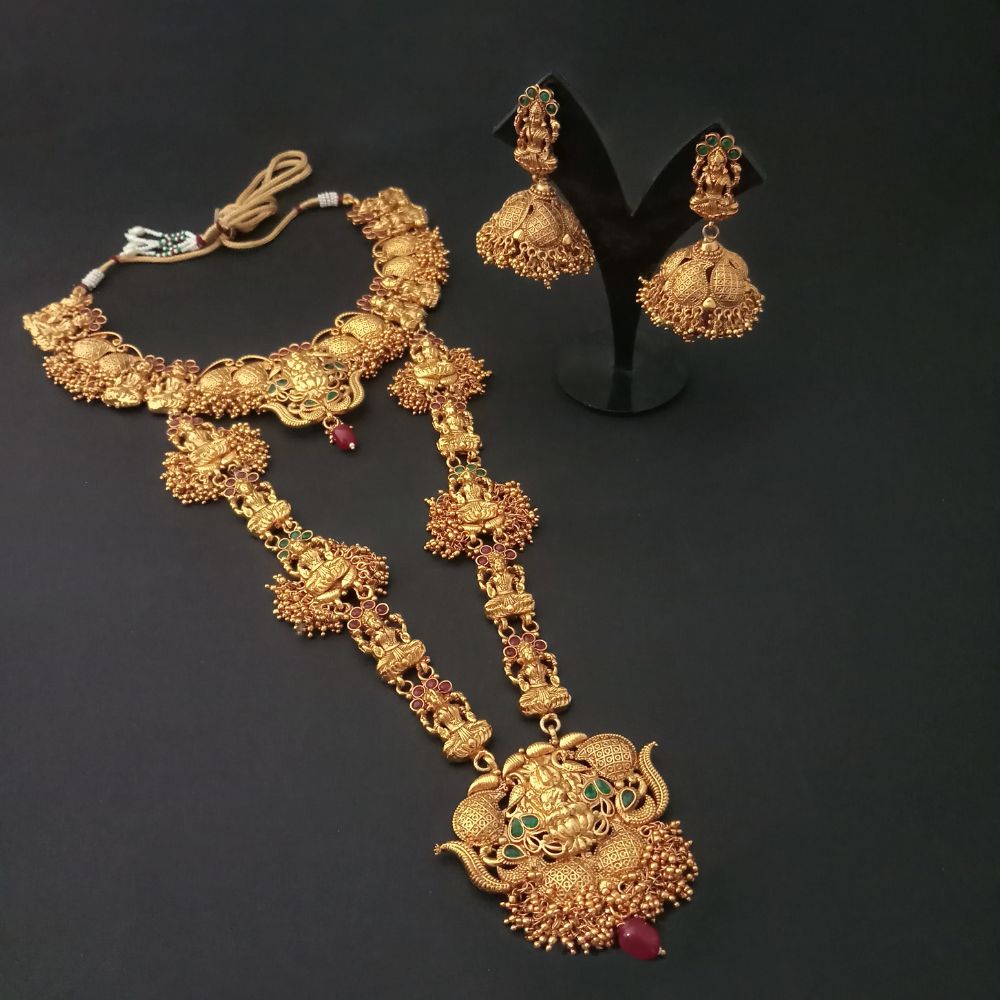 JewelMaze Heritage Pota stone Temple necklace set