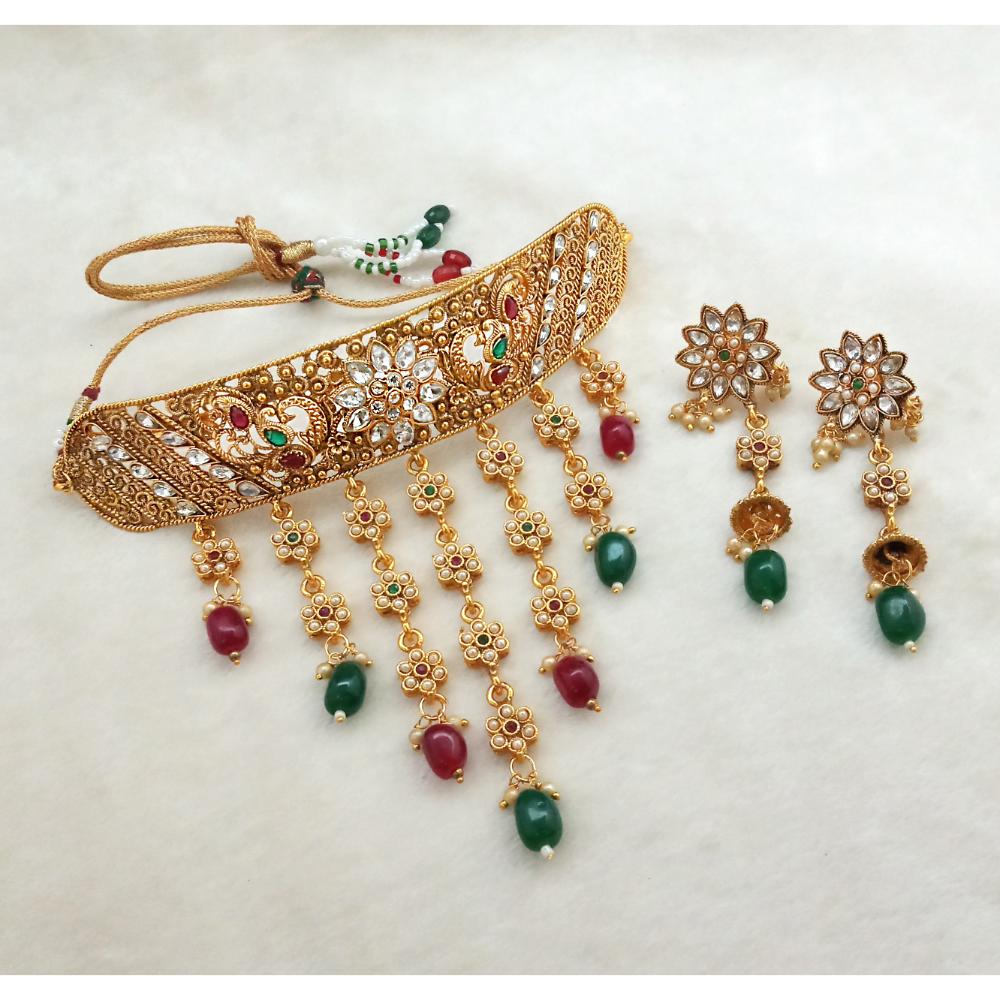 JewelMaze AD Stone Choker Copper Necklace Set