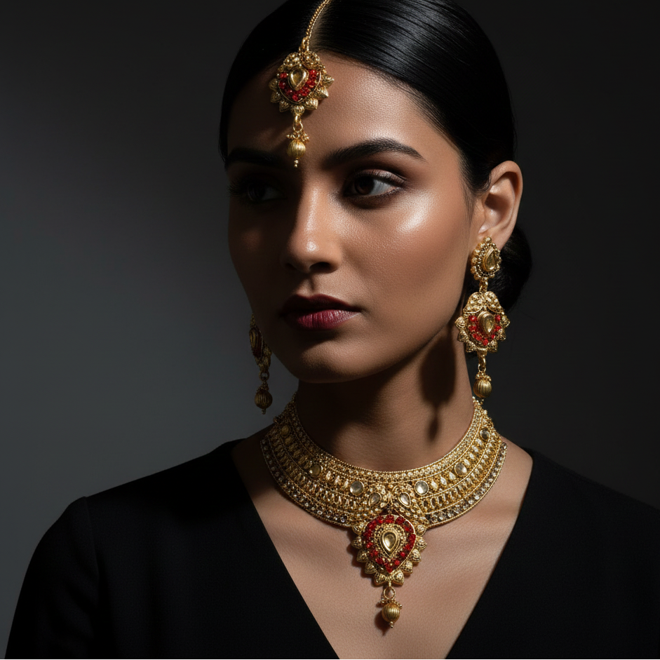 JewelMaze Designer Austrian Stone Choker Necklace Set For Wedding