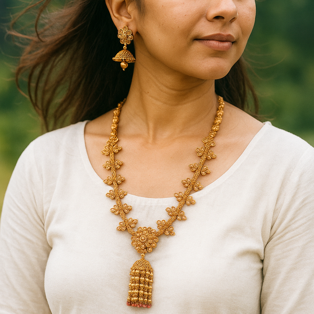 JewelMaze AD Stone Copper Necklace Set