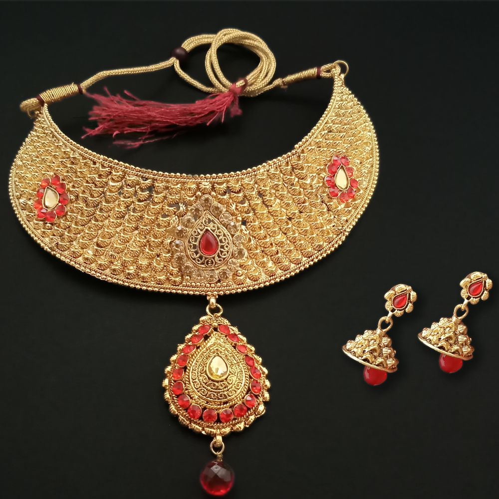 JewelMaze Austrian Stone Choker Necklace Set For Wedding