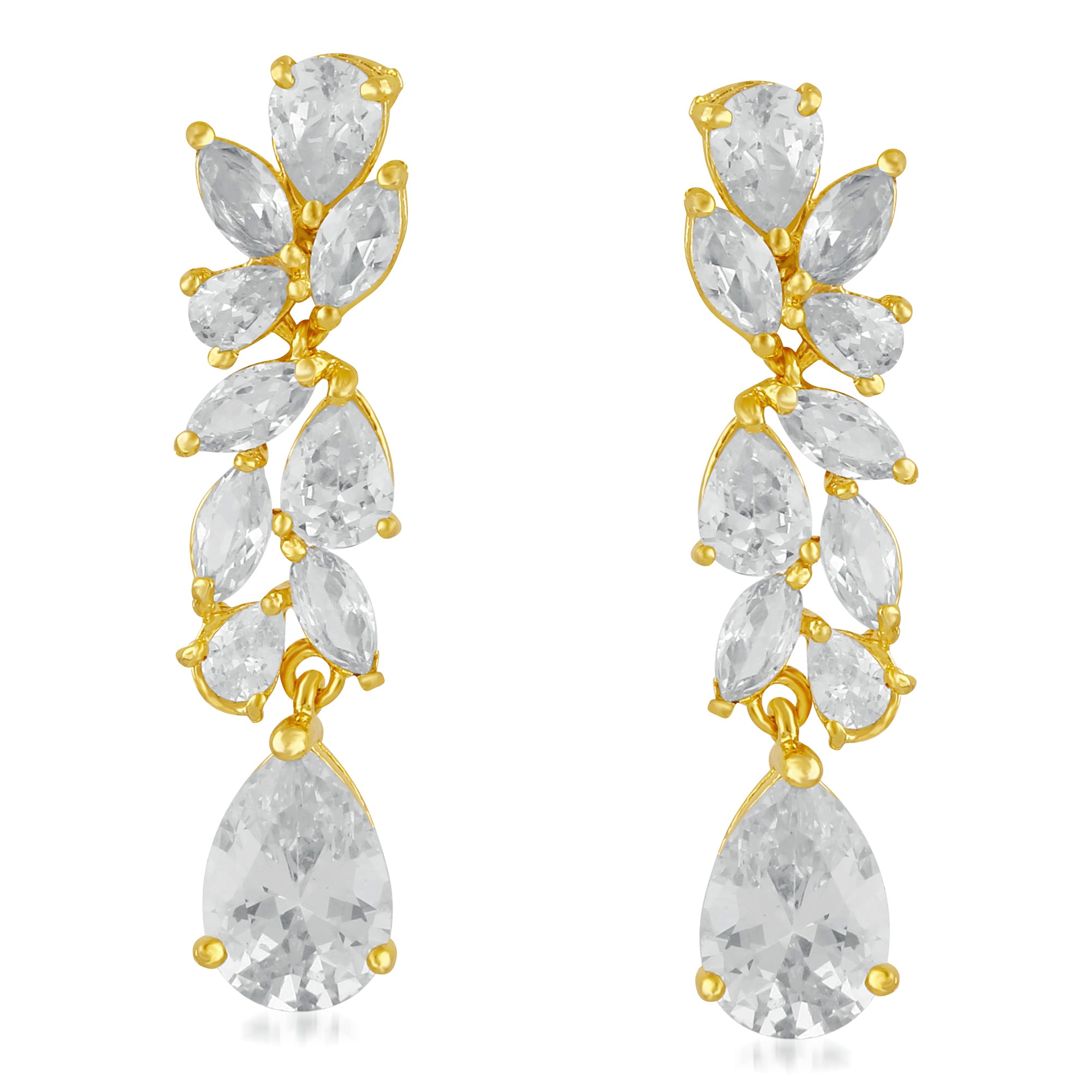 JeweLMaze Gold Plated AD Stone Dangler Earrings
