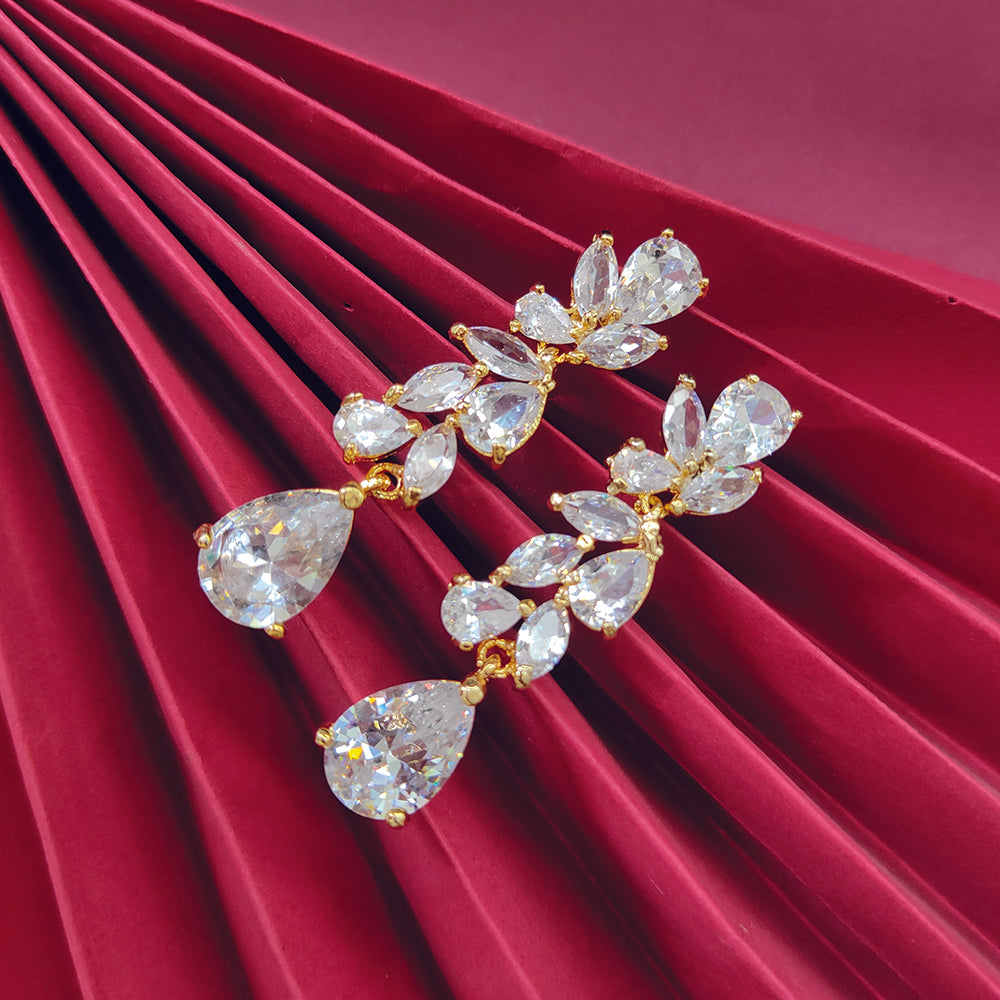 JeweLMaze Gold Plated AD Stone Dangler Earrings