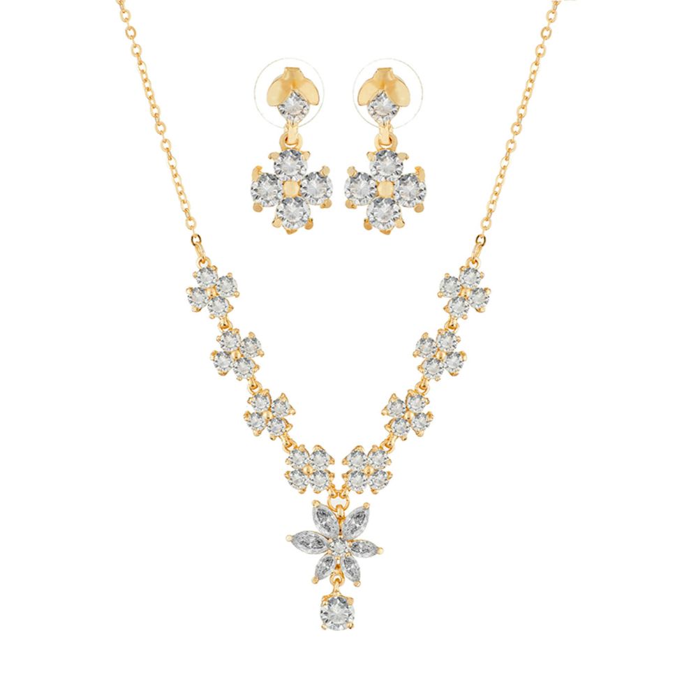 JeweLMaze Gold Plated AD Stone Necklace Set
