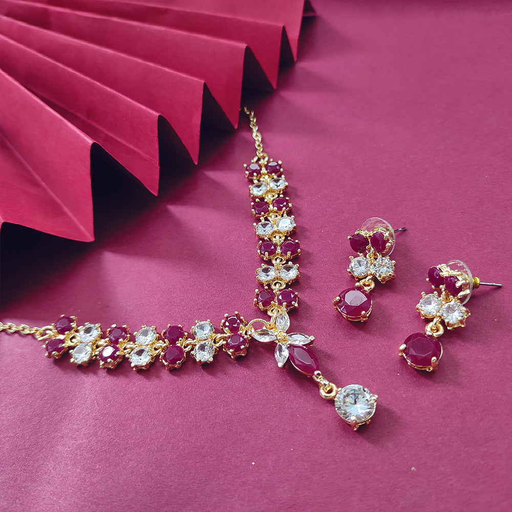 JeweLMaze Gold Plated AD Stone Necklace Set