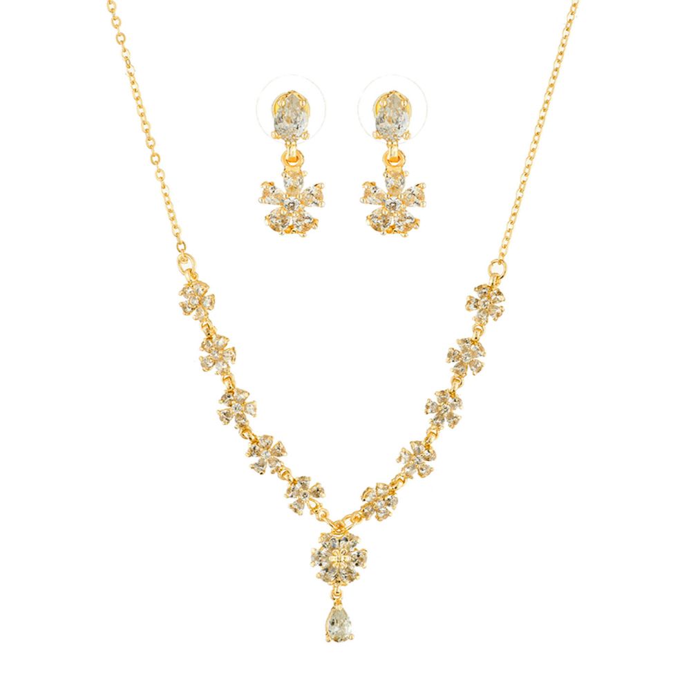 JeweLMaze Gold Plated AD Stone Necklace Set