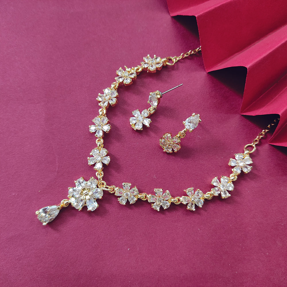 JeweLMaze Gold Plated AD Stone Necklace Set