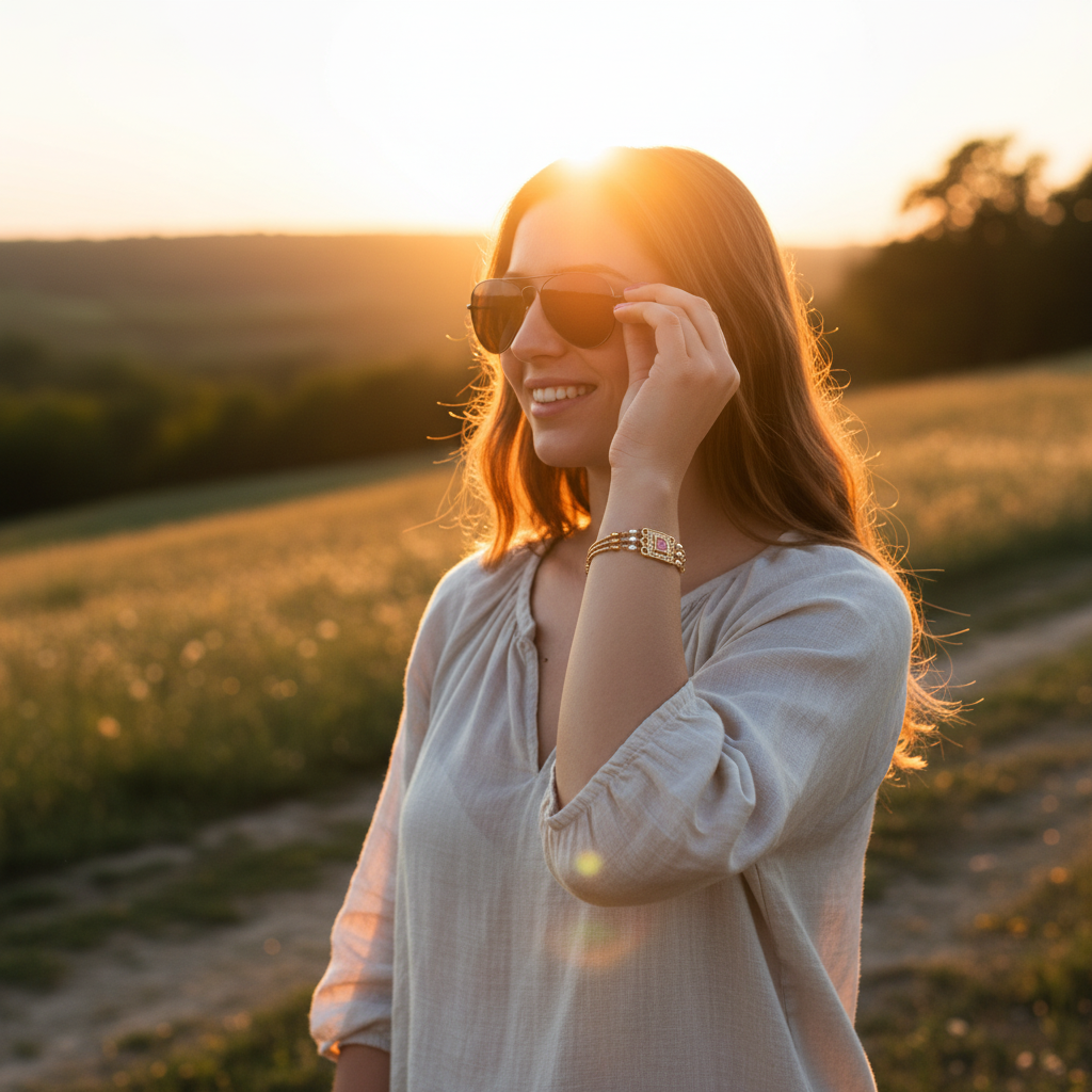 JewelMaze Gold Plated Pink Austrian Stone Bracelet