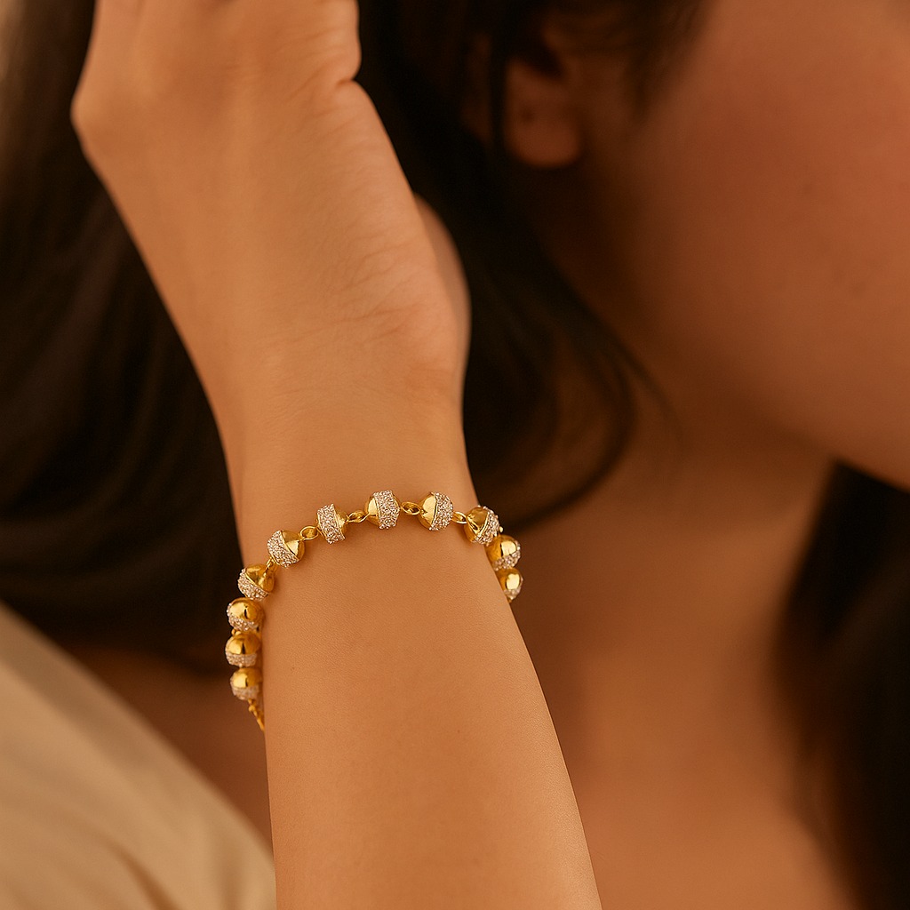 JewelMaze Austrian Stone 2 Tone Plated Bracelet