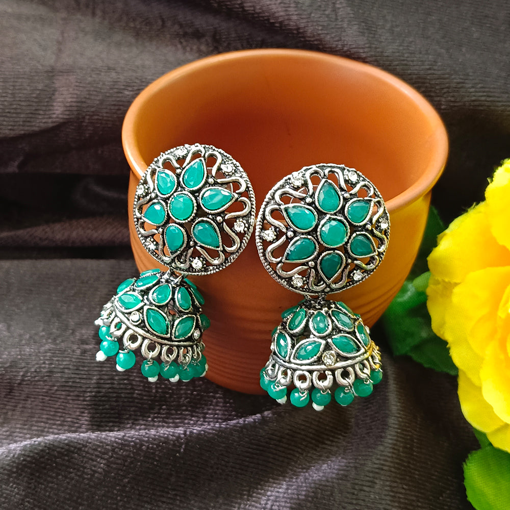 JewelMaze Oxidised Plated Jhumkis Earrings