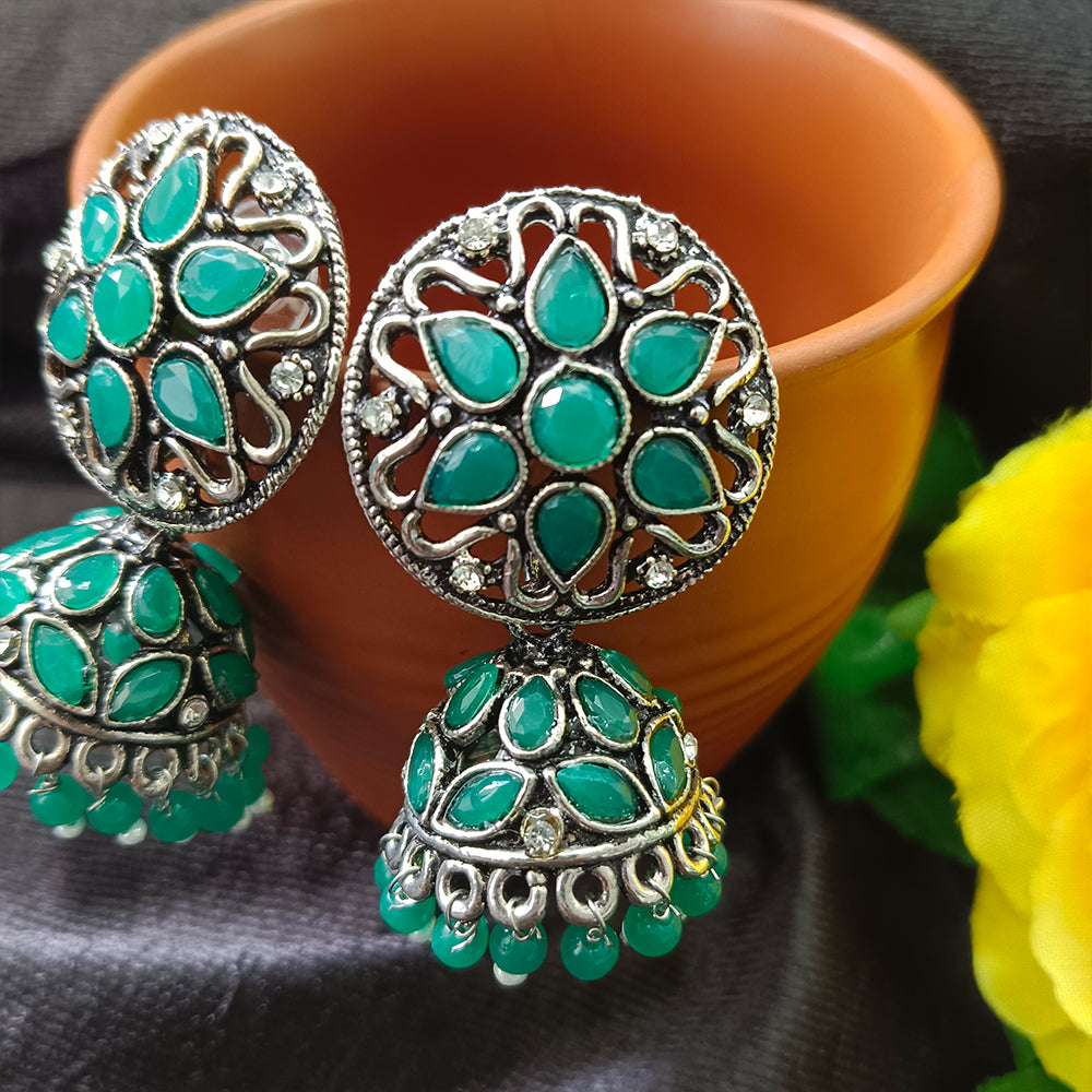 JewelMaze Oxidised Plated Jhumkis Earrings