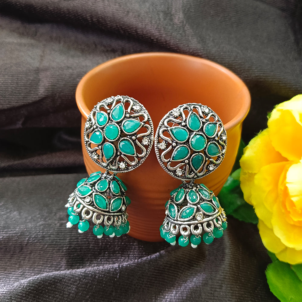 JewelMaze Oxidised Plated Jhumkis Earrings