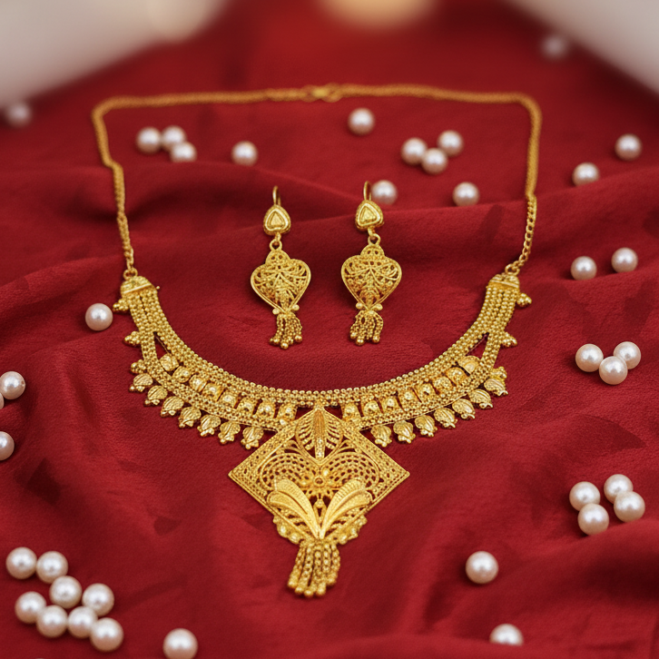 Jewelmaze Elegant Forming Look Necklace Set Traditional Jewelry for Women