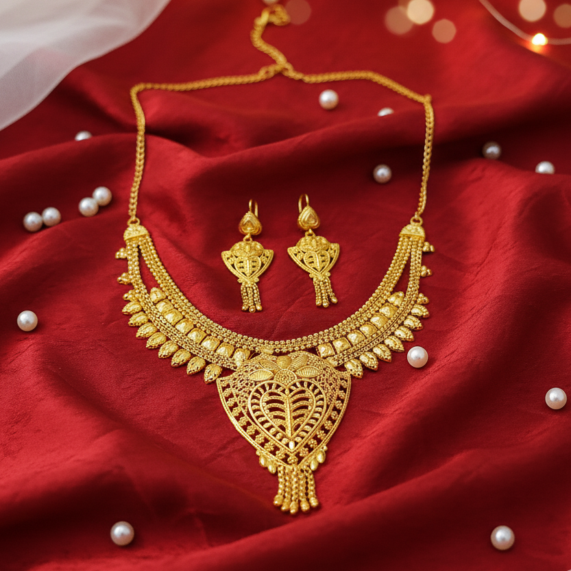 Jewelmaze Elegant Forming Look Necklace Set Traditional Jewelry for Women