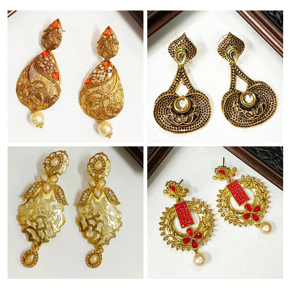 JewelMaze Set of 4 Earrings Combo - 1005152