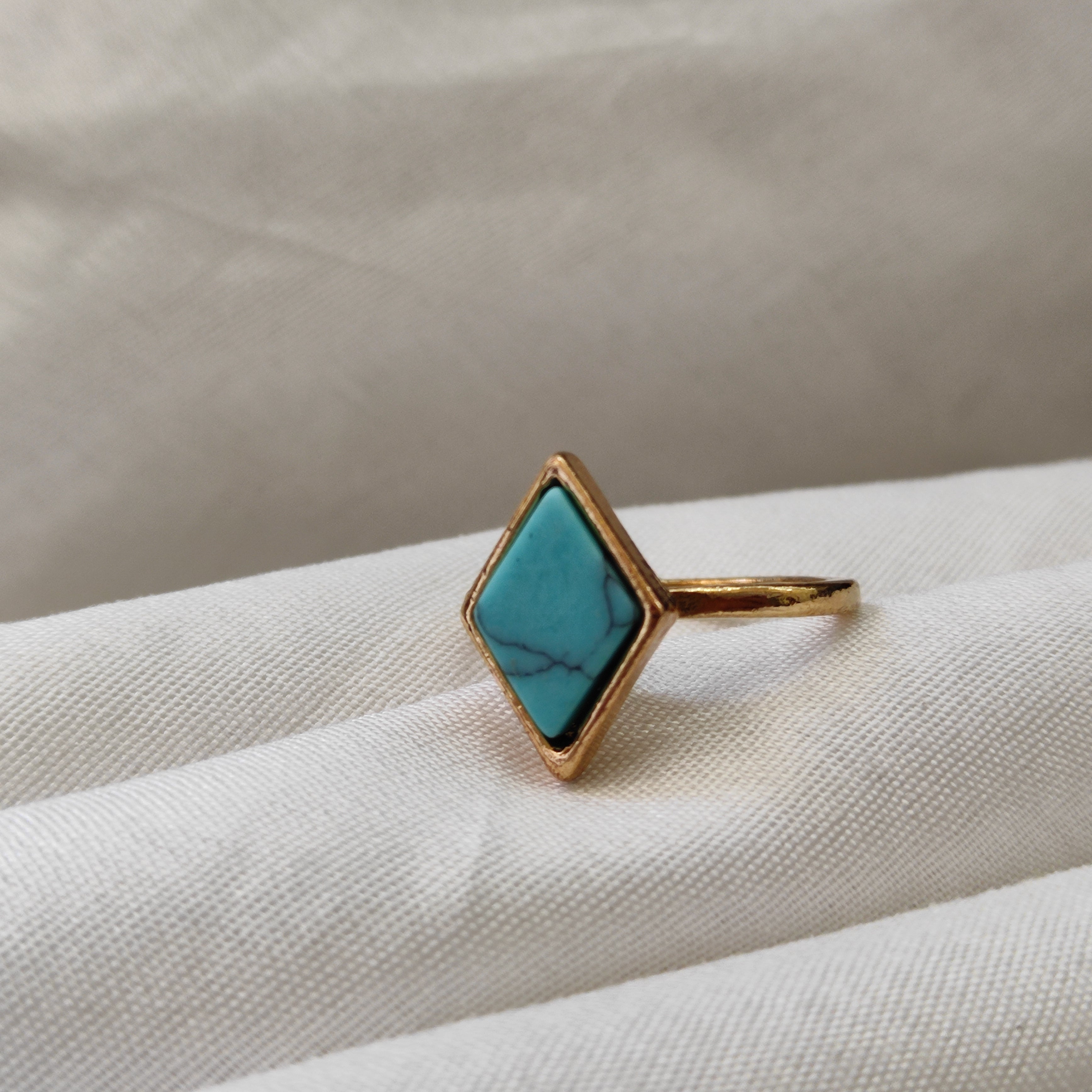 Bhavi Jewels Gold Plated Turquoise Finger Ring - 1505578B_16