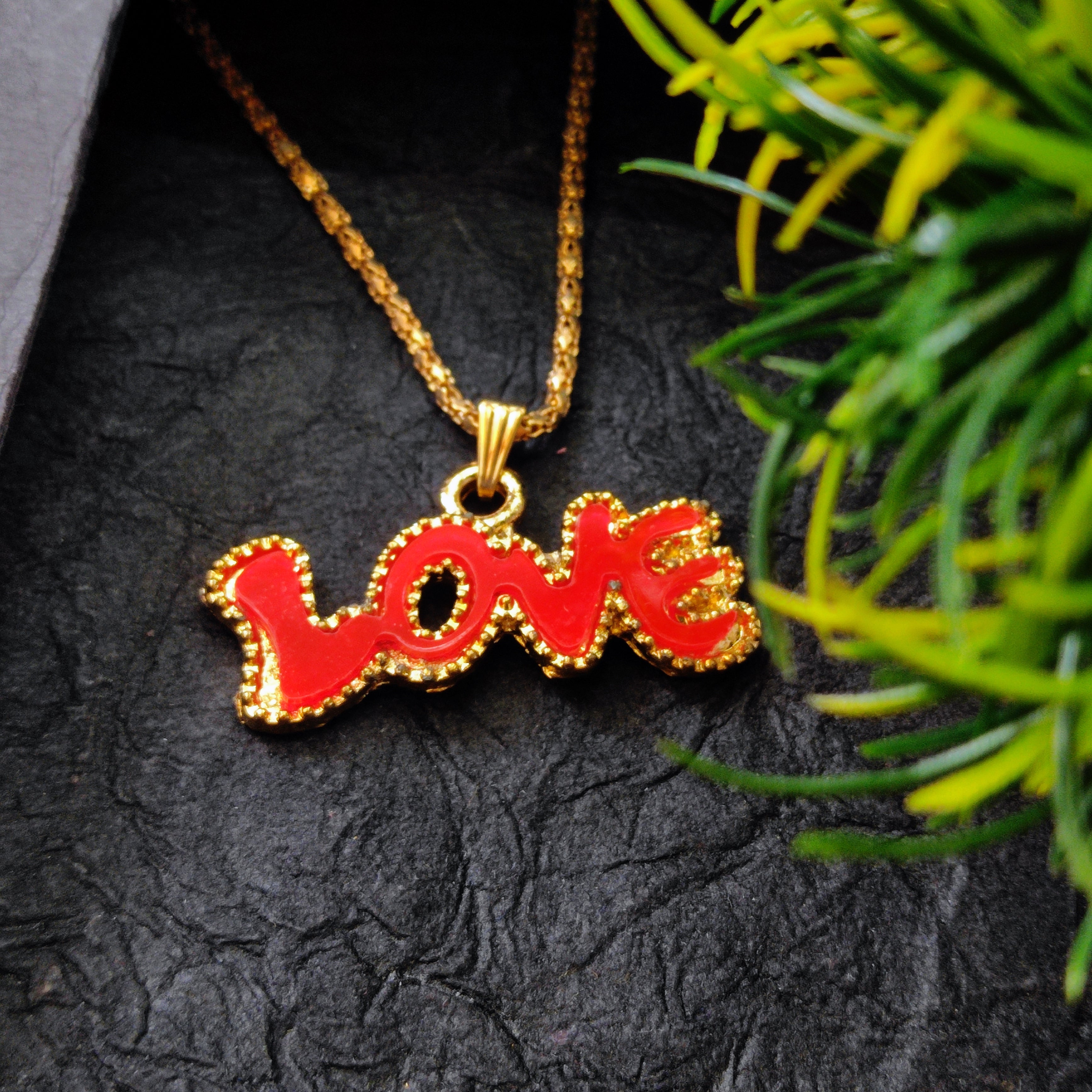 Bhavi Jewels Love Gold Plated Chain Pendant - 1200834